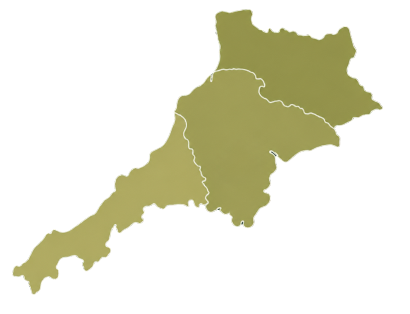Map of Devon, Cornwall and Somerset